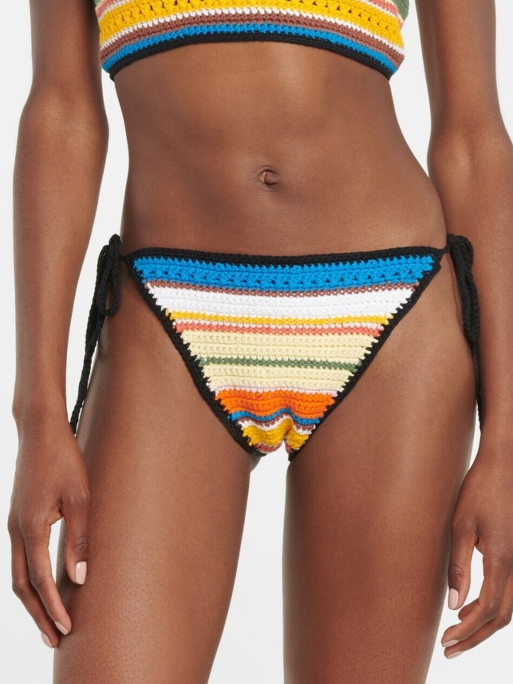 NWT Ganni Striped Crochet Bikini bottom in Blue, Green, Yellow, Cream and Orange